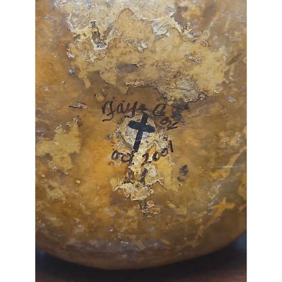 Gourd basket Woven Handle Beaded VTG signed & dated - Picture 6 of 7